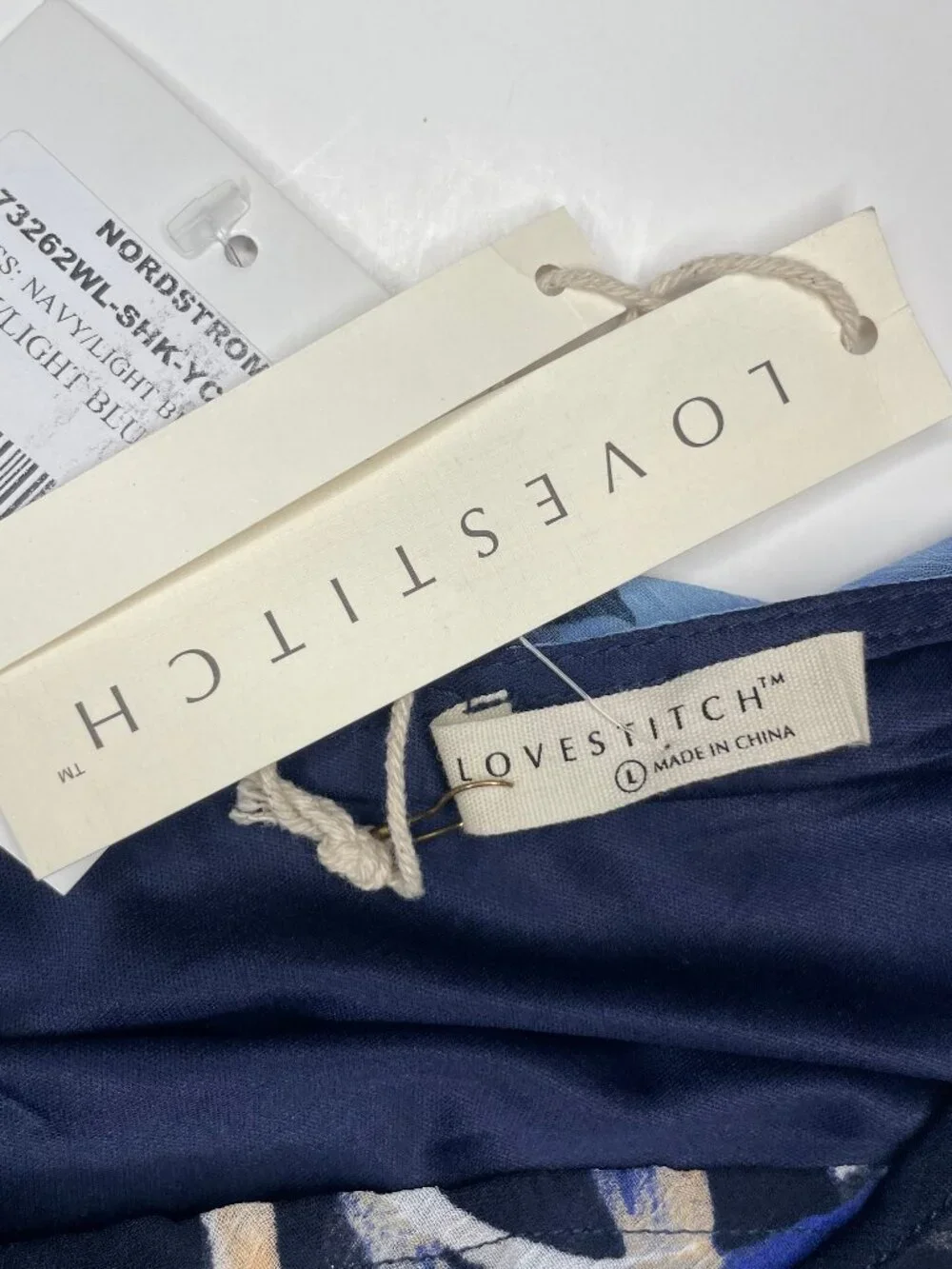 LOVESTITCH Boho Chiffon Halter Dress Blue Floral Surplice Wrap Flounce Trim L - Picture 13 of 15